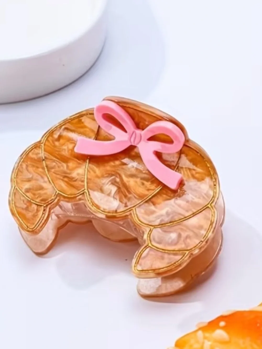 Pink Bow Butterfly Crescent Hair Clip